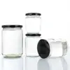 1Pcs with Black Airtight Lids Glass Jar Kitchen Round Mason Jar Food Storage 100ml 150ml 195ml 240ml Canning Containers 6