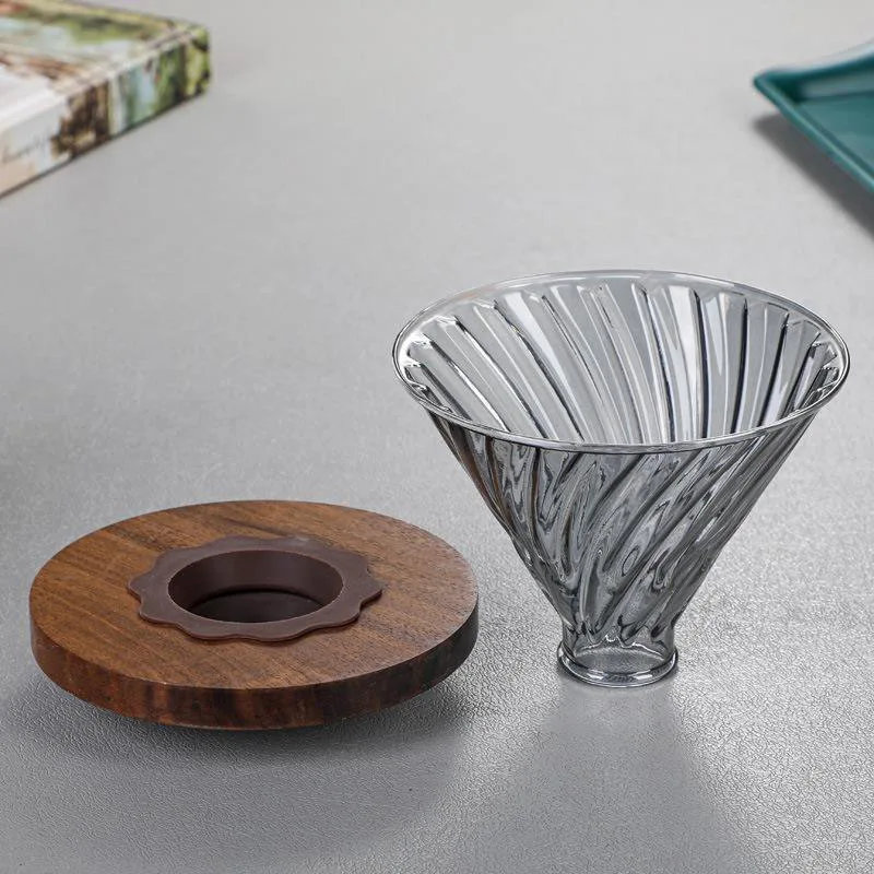 600ml Pour Over Coffee Maker Set with Wood Stand -...