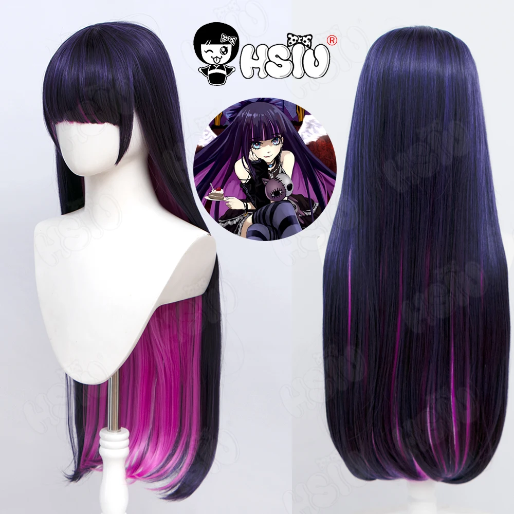 

Anarchy Stocking Cosplay Wig Anime Panty & Stocking with Garterbelt Cosplay HSIU Blue-purple gradient rose red long hair