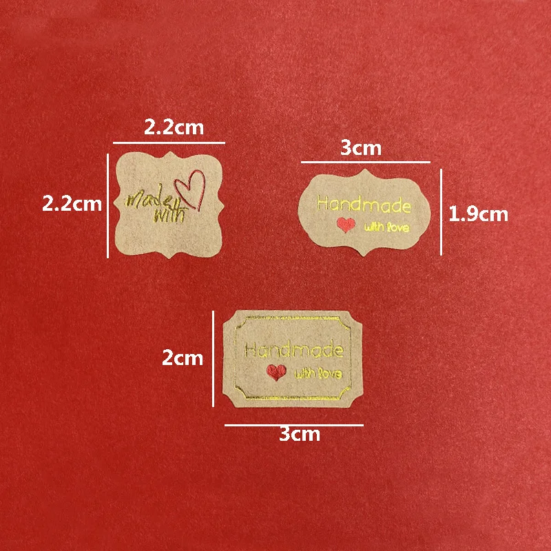 Etiqueta adesiva artesanal três polígono 120 pol. com amor em papel adesivo de vedação faça você mesmo presente etiqueta de embalagem de bolo de cozimento