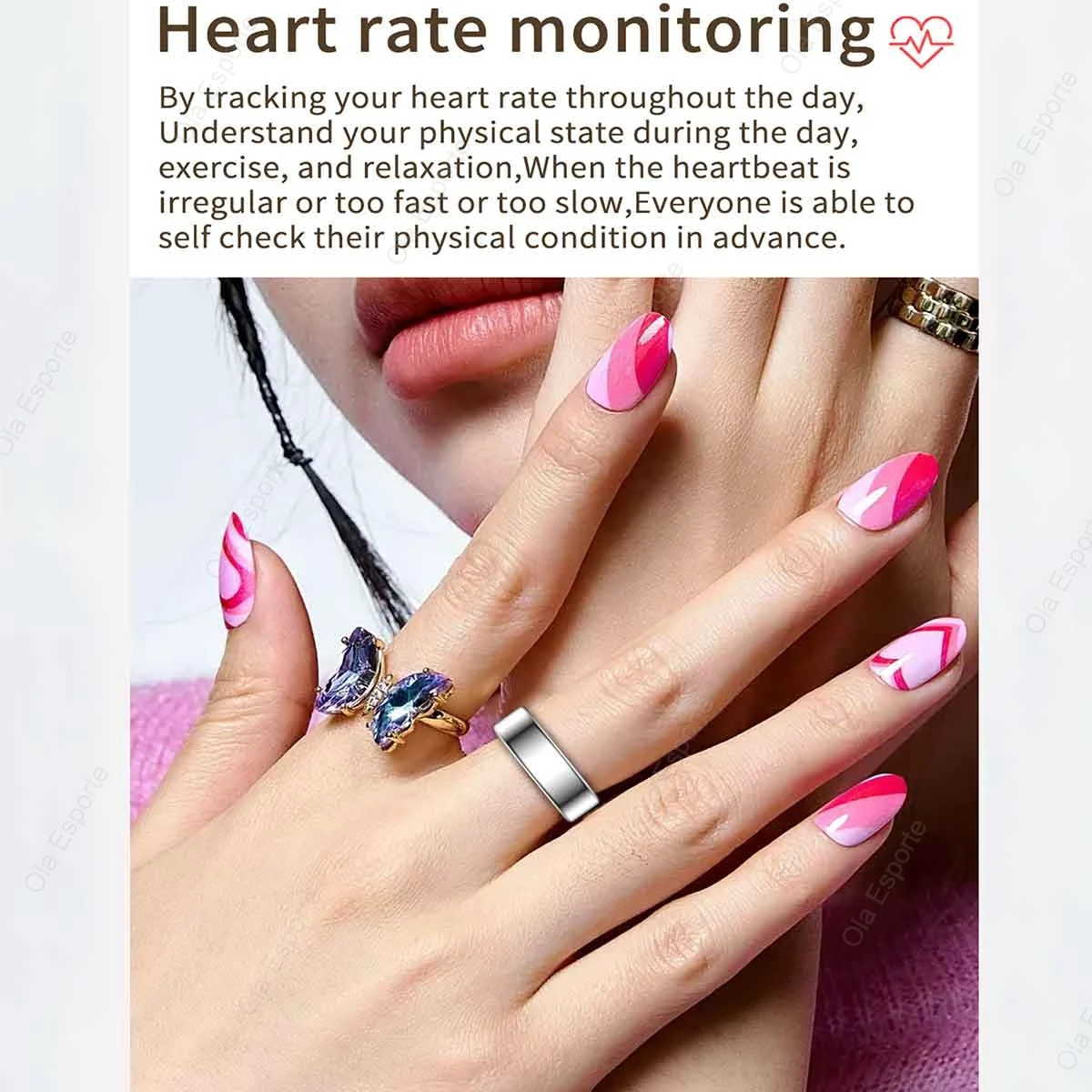 2025 New Smart Ring Men Women, Heart Rate and Blood Oxygen Monitor Smartring IP68 5ATM Waterproof, Multi-sport Mode Finger Ring 6