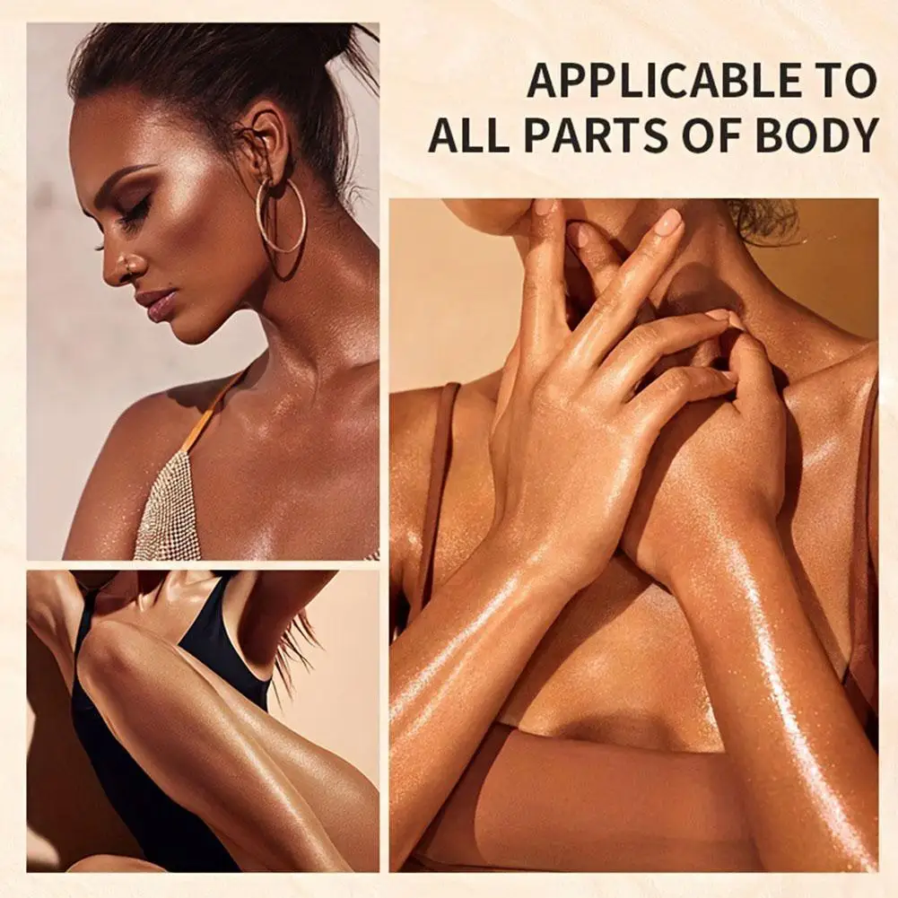 Highlighter Gold Body Shimmer Oil Waterproof Liquid Illuminator Nonsticky Glitter Oil