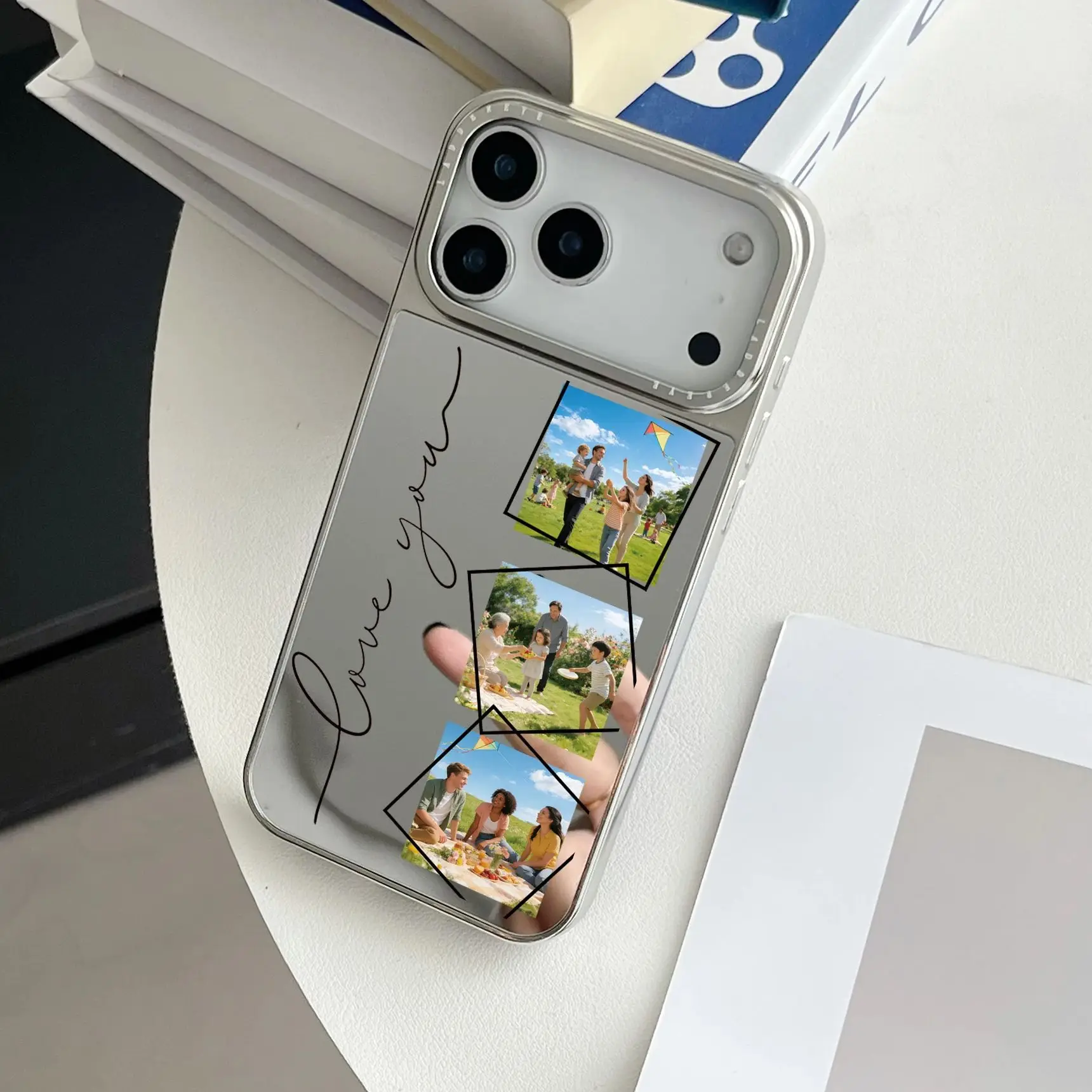 Personalized Plating Mirror Face Custom Parents Couple Children Pets Photo thumbnail 7