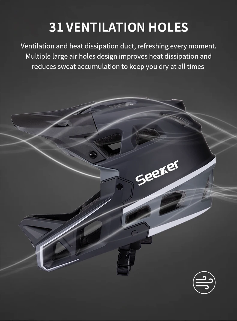 SEEKER Fahrradhelm Cross-Country Vollgesichts-Mountainbike-Downhill-Schutzhelm für Erwachsene Einteiliger Stoßfester Fahrradhelm – Detail 5