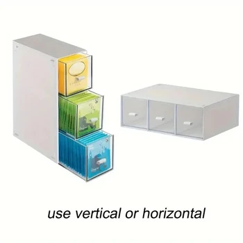 กล่องเก็บถุงชา 1 ลิ้นชัก กล่องเก็บของในครัว ตะกร้าลิ้นชัก ตู้ กล่องเก็บของเคาน์เตอร์ ชากาแฟ อุปกรณ์จัดเก็บน้ําตาล 1
