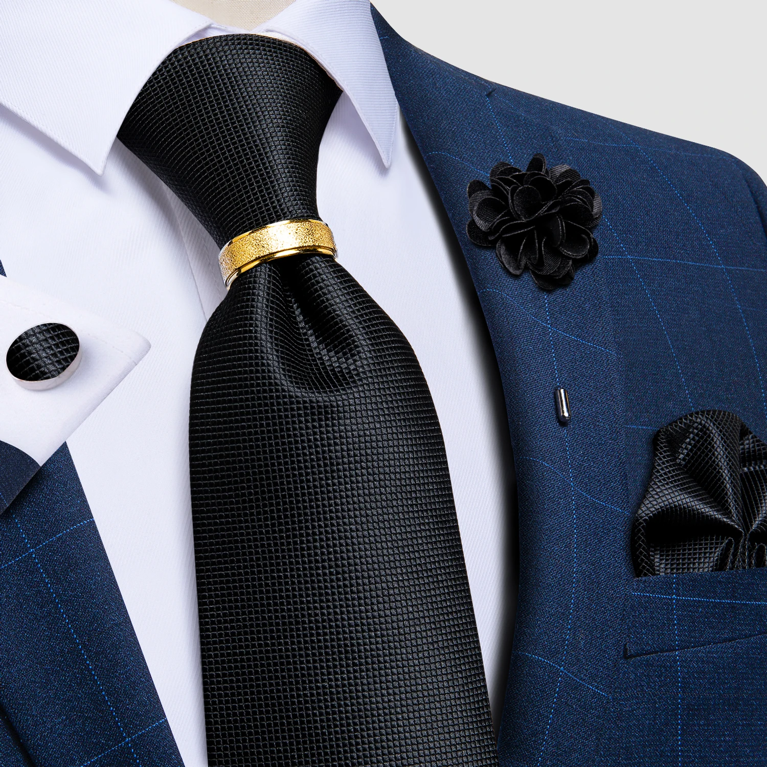Cravate Homme Noire 5 Cm En Soie Unie - Élégante, Pour Mariage, Bureau, Avec Boîte Cadeau