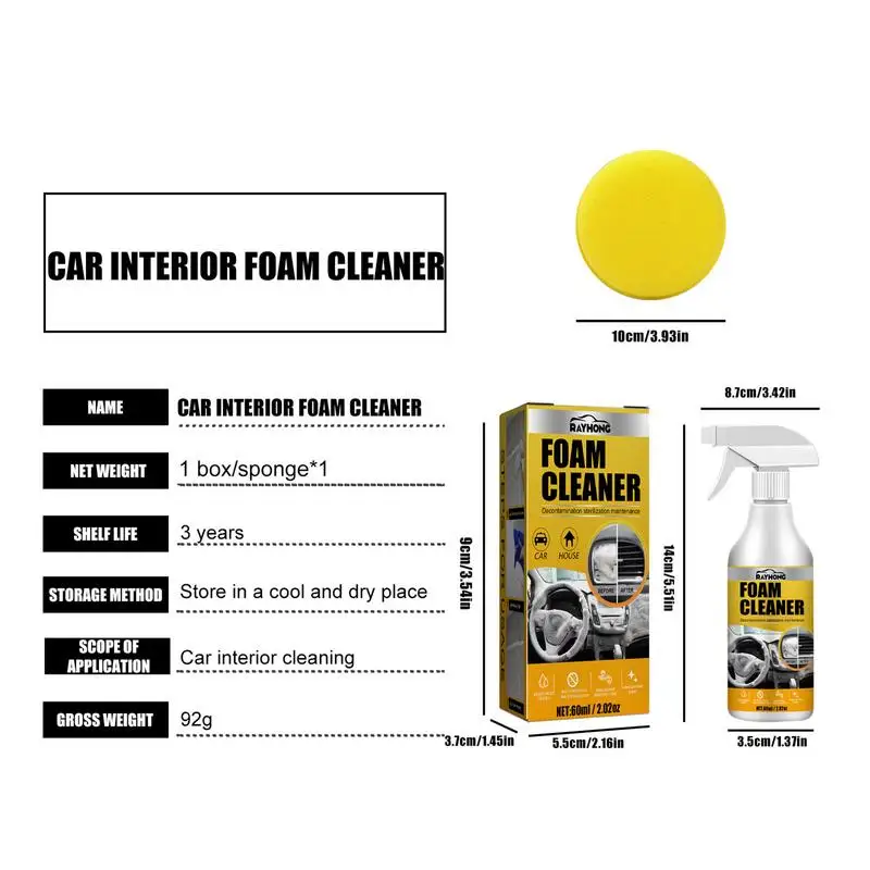 60ml Foam Cleaner Spray Multi-purpose Anti-aging Cleaner Tools Car Interior Home Cleaning Foam For Car Interior Leather Clean