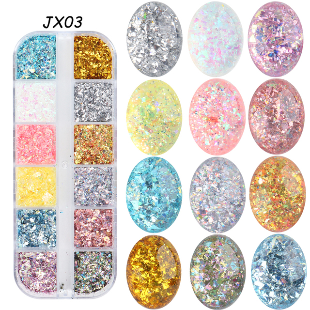 Abalone Shell Nail Art Glitter Natural Sea Shell Slices Nail Charms Flake Powders Shiny Sequins Manicure Design  FBBY
