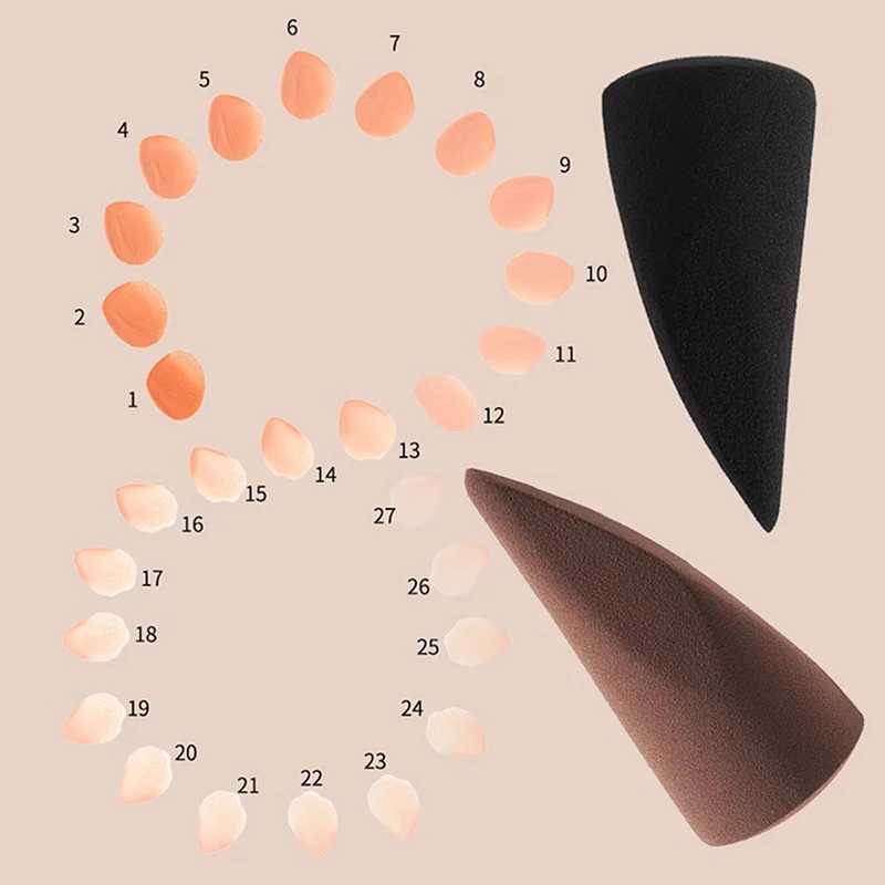 1/2PCS 블랙 브라운 습식 및 건식 사용 소프트 스펀지 파우더 퍼프 정밀 메이크업 스펀지 손가락 끝 화장품 퍼프 사용하기 쉬운 도구