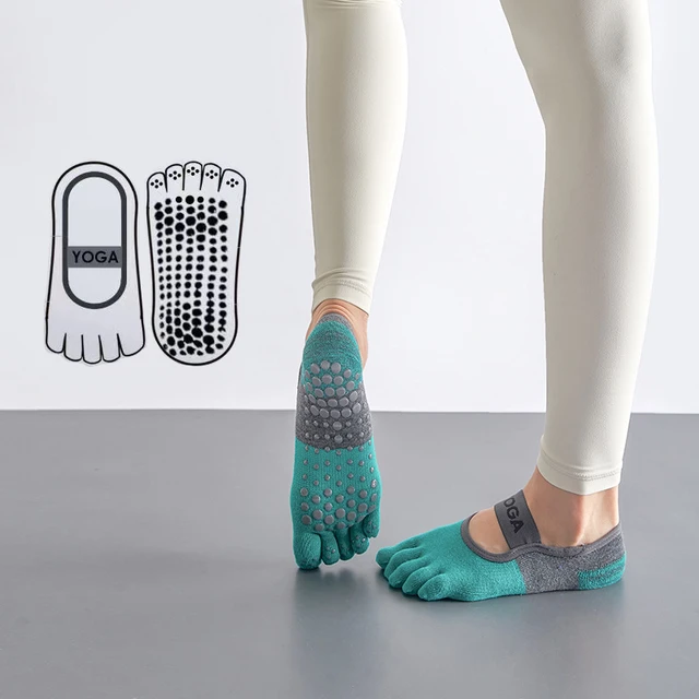 Yoga Toe Socks with Grips Women Breathable Cotton Pilates Barre Fitness  Non-slip Full Five Finger Floor Socks - AliExpress