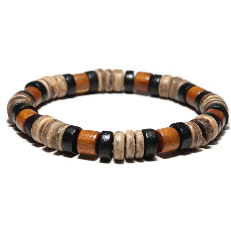 Handmade Coconut Husk Wooden Men Bracelet for Yoga Meditation