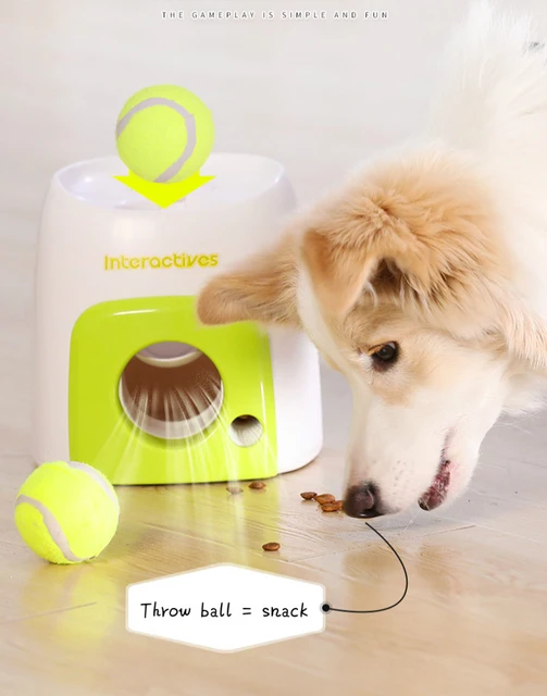 Lanceur automatique de balles interactives pour chiens - Machine à  récompense alimentaire - Machine à balles de tennis pour dresser des chiens