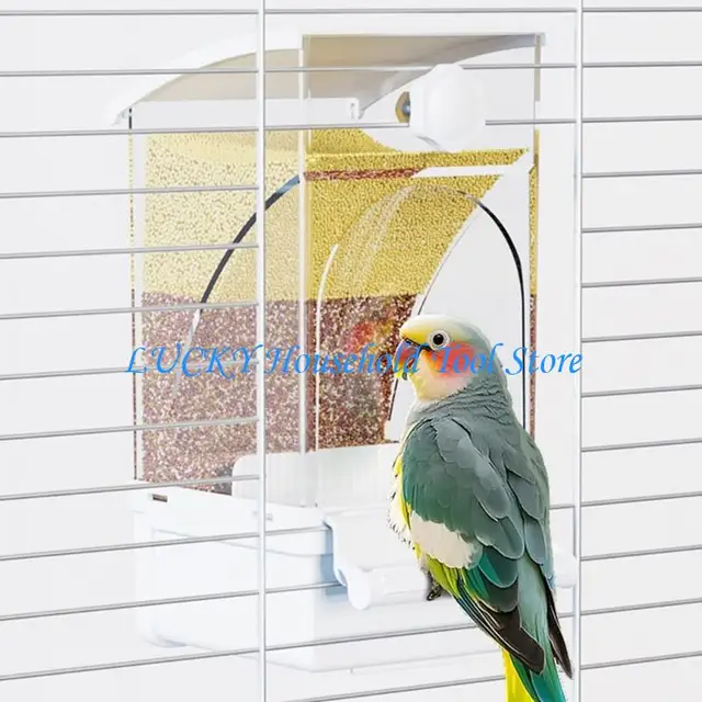 J0MC Automatic Seed Dispenser Feeder For Bird Cages Shell Separation Feeding Tool 4