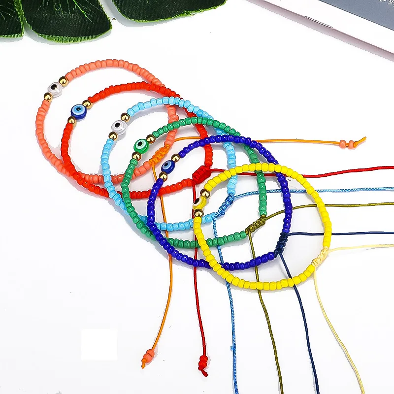 Turkish Eye Bracelet  White Blue Evil Eyes Lucky Couple Bracelets for Women Colorful Bead Rope Chain Woven Bracelet Jewelry