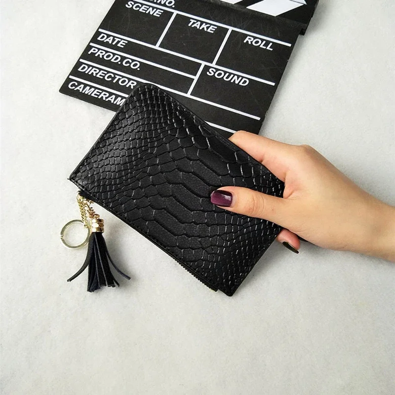 2024 Fashion Serpentine Women's Wallets Genuine Leather Short Wallet for Woman Zipper Mini Coin Purse Brand Ladies Small Wallets
