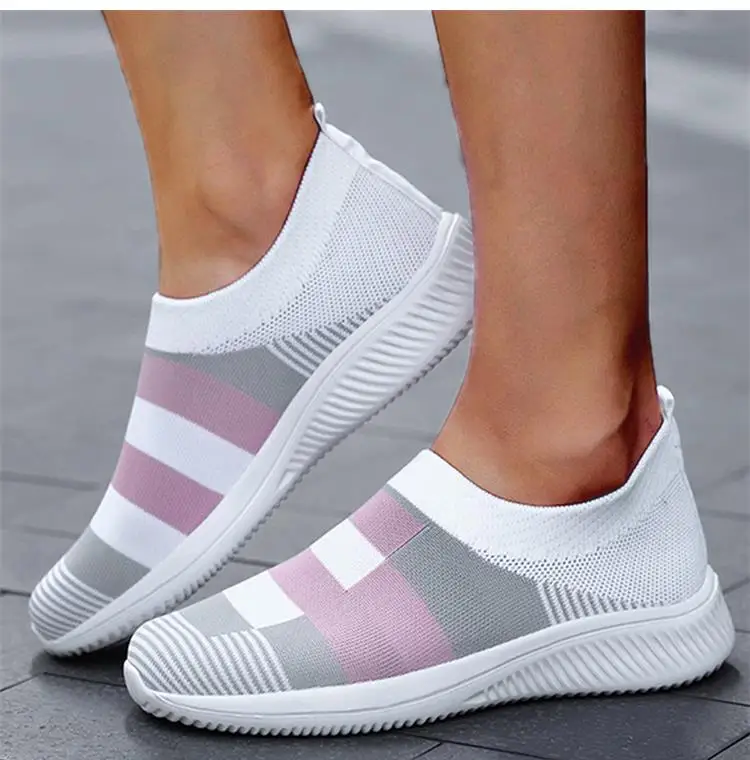 Description Picture 2 of item2024 New Fashion Sneakers For Women Casual Shoes Solid Color Trainers Women Sneakers Slip On Sock Ladies Flat Shoes Shoes Women
