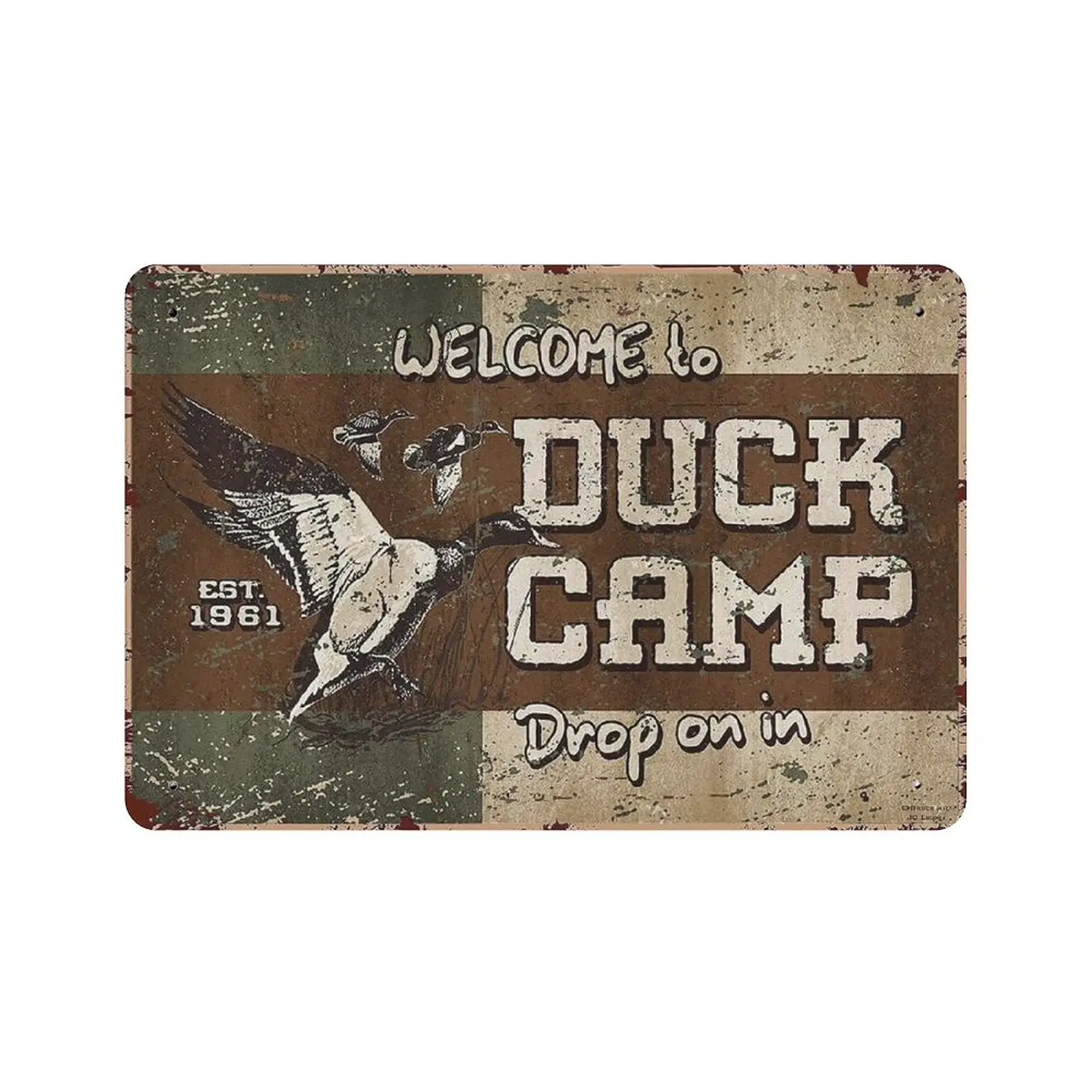 

PPFINE Metal Tin Sign Welcome to Duck Camp Drop on in Vintage Tin Poster Metal Sign Wall Decoration Country Kitchen Home Garage