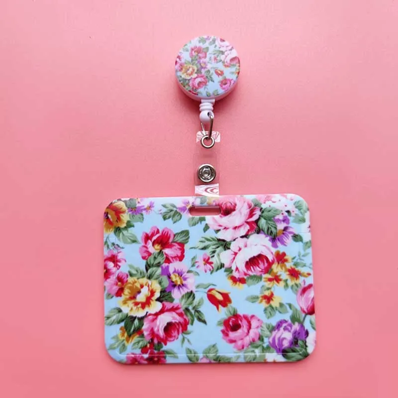 Blumenmuster-Ausweishalter mit Schlüsselband für Schlüsselanhänger, Halsband, Blumenmuster-Ausweishalter, Schlüsselanhänger mit einziehbarem Clip, YOYO – Detail 11
