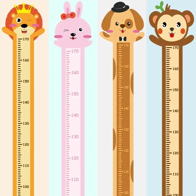 1pc Cartoon Animals Height Measure Wall Sticker Giraffe Wallpaper for Kids Room Nursery Child Growth Ruler Growth Chart