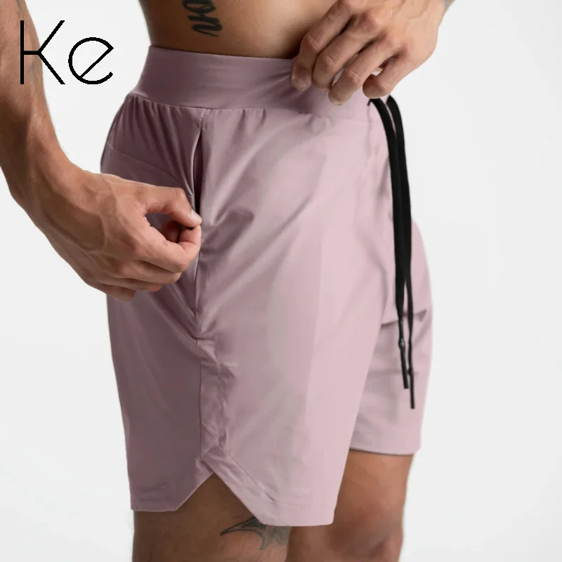 

KE754 new shorts gym men's single layer woven quick-drying solid color running fitness athleisure summer cropped pants