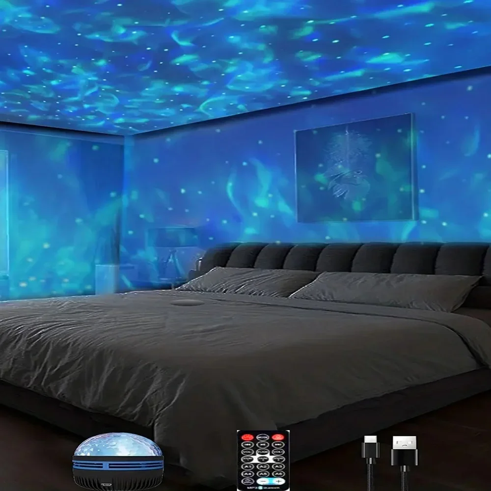 Star light projector magical USB LED night lights room decoration Christmas remote control 7-color pattern