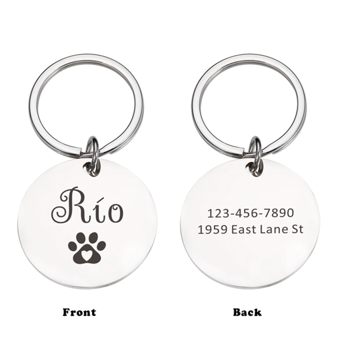 1 шт. Міцний персоналізований іменний друк собачої лапи Лазерне гравірування Табличка з іменем домашніх тварин Нашийник з іменем для домашніх тварин