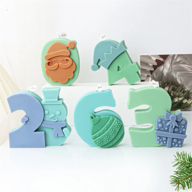Description Picture 6 of itemNumber 0-9 Silicone Mold Santa Snowman Elk Shape Scented Candle Gypsum Soap Resin Mould DIY Birthday Cake Decor Christmas Gift
