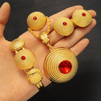 Ethiopian  Big  good goldJewelry set Necklace classic fashion Ethiopia Gold Eritrea set for Women's Habesha Wedding party Gift