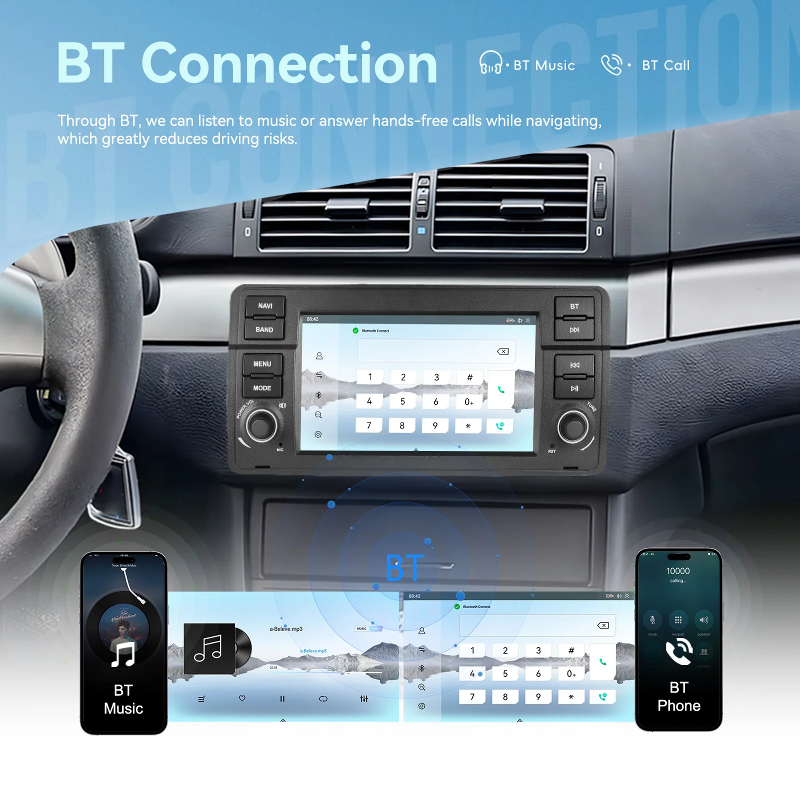 Podofo 7'' 8-Kern Autoradio für BMW 3 E46 Multimedia-Player Carplay Android Auto Qualcomm WIFI GPS EQ DSP Mirror Link Autoradio – Detail 20