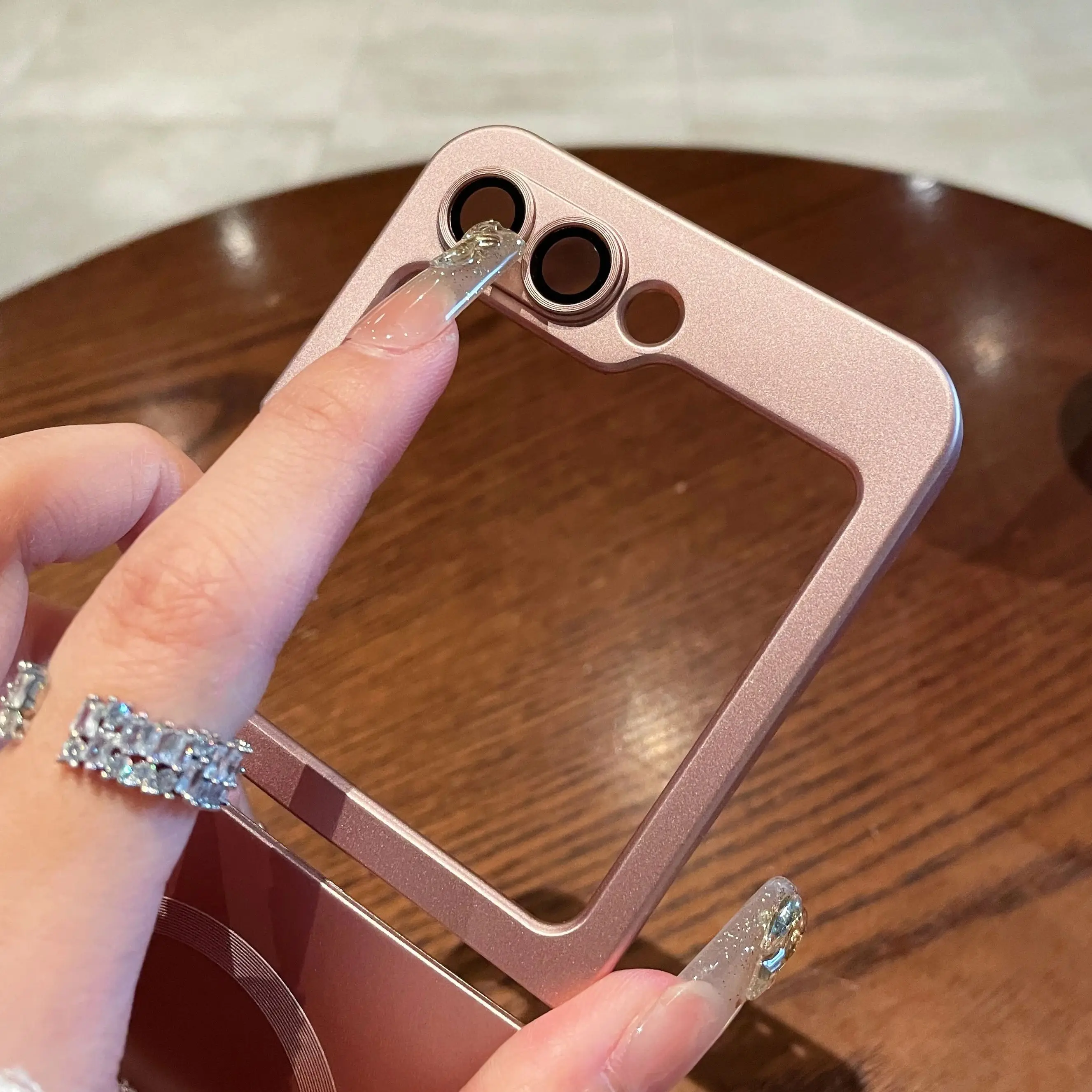 Matte Glass Lens Shockproof Magnetic Case with Magsafe Wireless Charging and Metallic Paint Finish