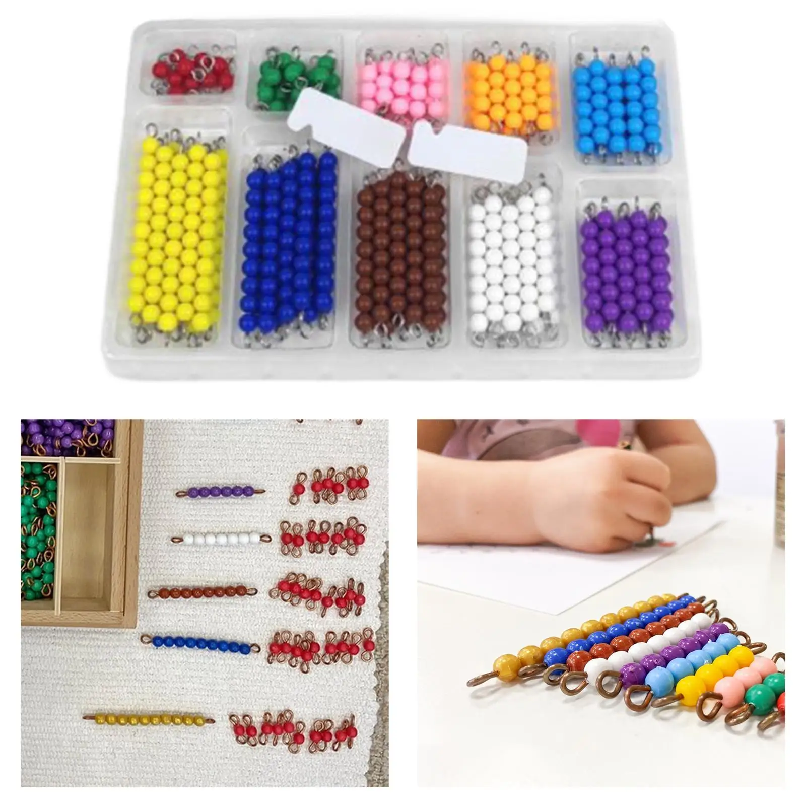 Wooden Math Teaching Toys Montessori Checker Board Beads Mathematics Teaching Aid Number Counting Preschool Learning Toy for Boys Girls Children Kids