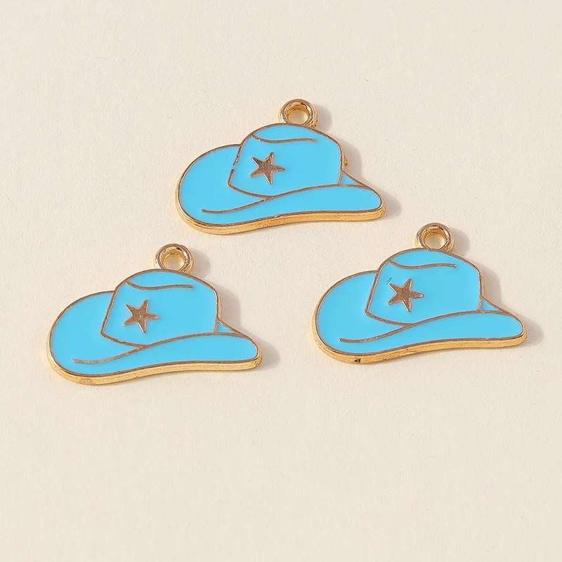 Leslie 10 Stück hübsche Mädchen-Cowboystiefel und Hut-Charms-Anhänger für Schmuckherstellung, Halskette, Ohrringe, DIY, Cowgirl-Hut-Charm, Geschenke – Detail 6