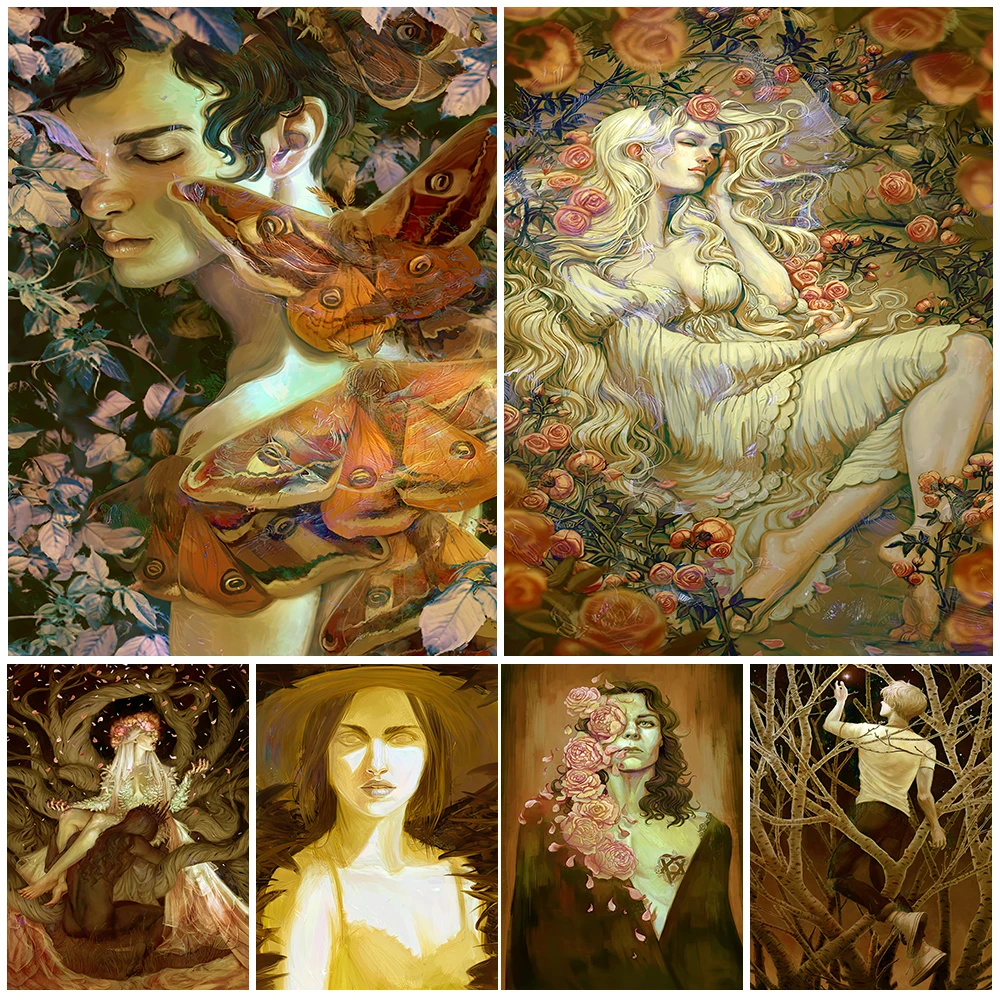

The Girl In The Rose Bush Vintage Wall Art Canvas Painting Mysterious Princess In The Jungle Art Poster And Print Home Decor