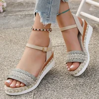 Zoki Plus Size Ankle Buckle Wedge Sandals for Women 2025 Summer Non Slip Beach Shoes Woman Lightweight Platform Sandles Female - Image 4