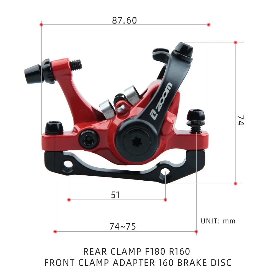 ZOOM DB680 Fahrrad-Scheibenbremse, Mountainbike, mechanischer Bremssattel, Doppelkolben, elektrischer beidseitiger Antrieb, NFOX B001 Kühlkörper 160 – Detail 11