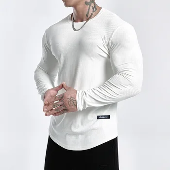 남성용 근육 오넥 셔츠, 가벼운 슬림 핏, 긴 소매 운동, 체육관 티셔츠, 부드러운 티셔츠, 보디 빌딩