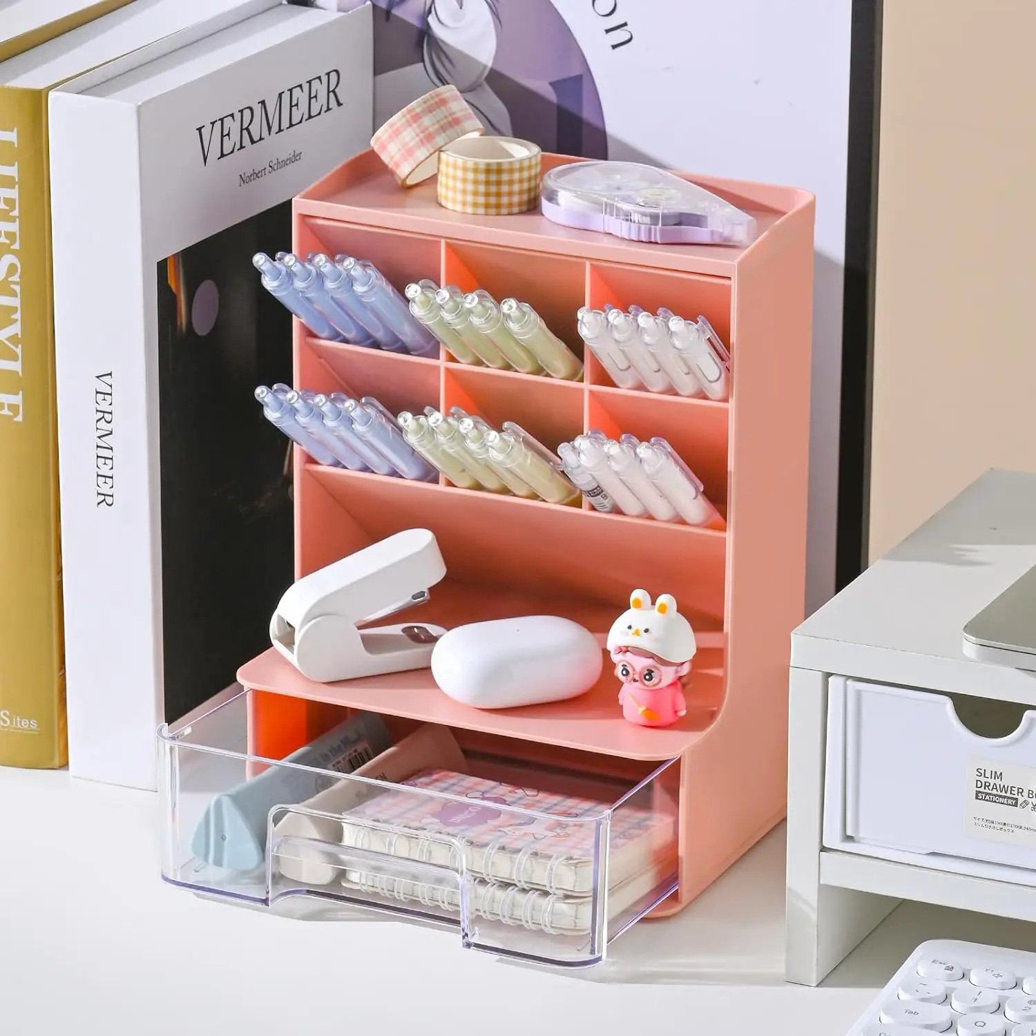 Desk Organizer Oblique Pen Holder Storage Box Office Desktop Multi-Function Pen Holder Student Stationery