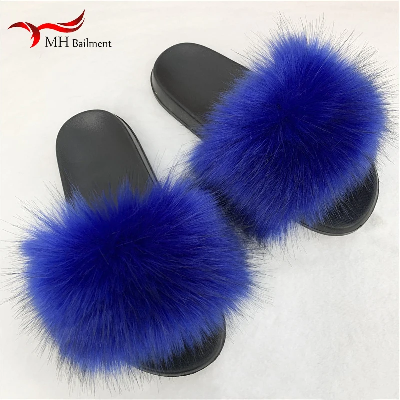 Faux Fur Slippers Women Home Fluffy Flat Slides Winter Comfort Furry House Sweet Shoes Female Slipper Indoor Flip Flops 5