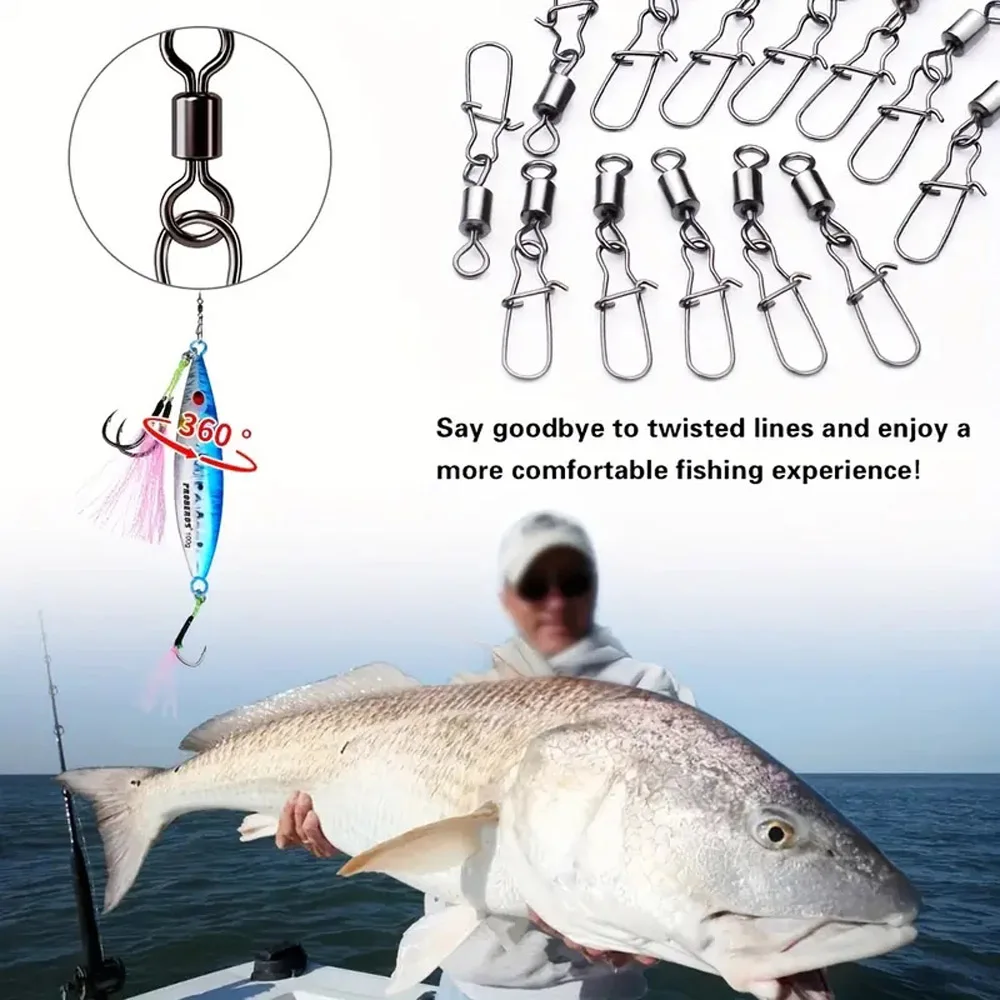 High-strength Smooth Fishing Carabiner Pins 50/95PCS Barrel Snap Connector Ball Bearing Swivels Ring Lure Connectors Accessories fishing accessories,fishing tackle,fishing swivels,fishing line connectors