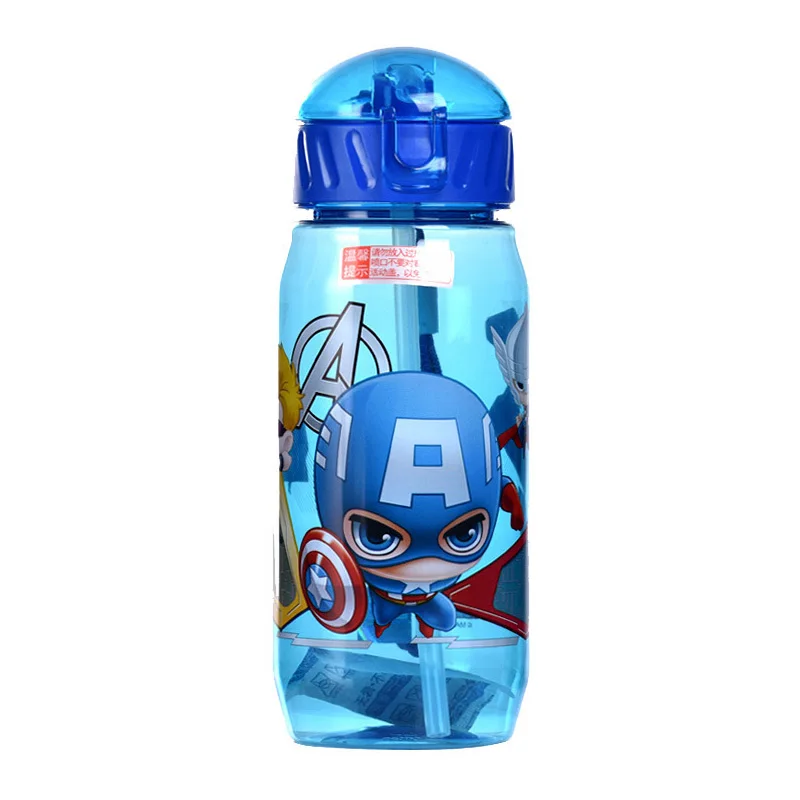 Disney Mickey Mouse Minnie Cartoon Cup Straw Kids Captain America Boy Girl Princess Sophia Sport Water Bottles Cups 450ml sports water bottle sports bottle water bottle plastic cup