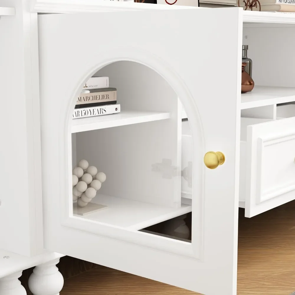 Entertainment Center Wall Unit with Bookshelves for TVs , Stable & Durable Multifunctional TV Stand Media Console Table 5