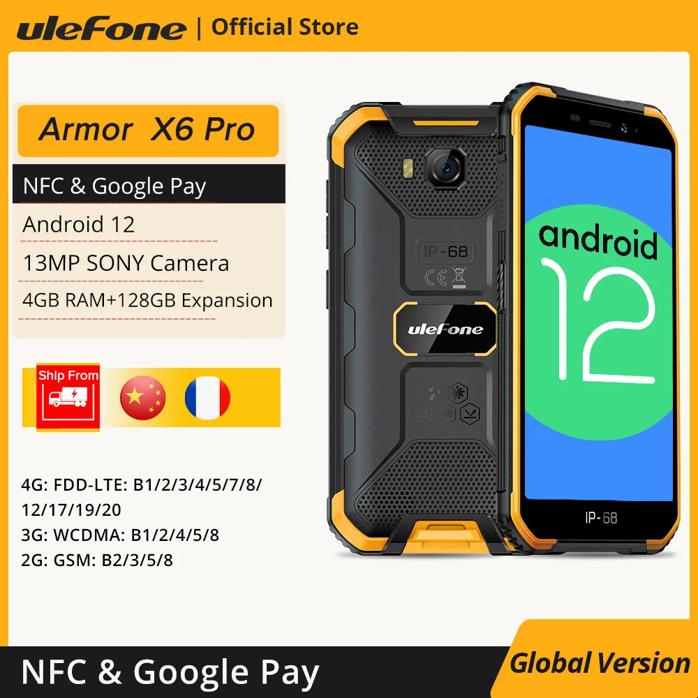 Ulefone Armor X6 Pro Rugged Waterproof Smartphone Android 12 NFC Mobile  Phone 4GB RAM 128GB Expansion 4000mAh Cell Phone Global - AliExpress