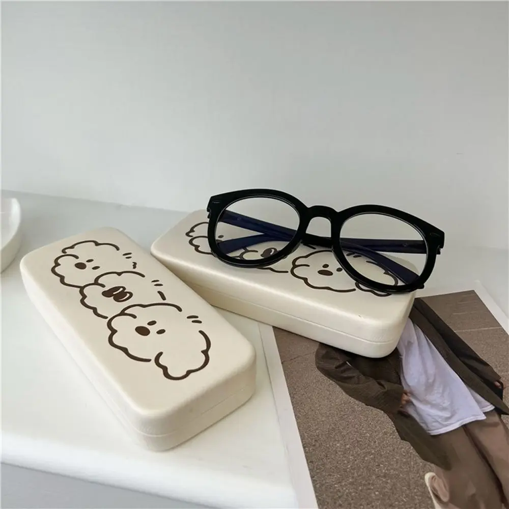 

Cute White Simple Convenient Anti-fall Pressure Glasses Box Storage Box Student Bear Glasses Case