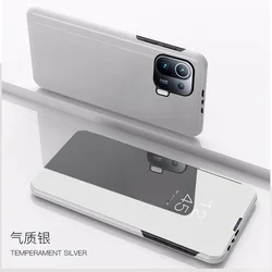 Elegant Smart Mirror Flip Case with Stand - Premium Protective Cover - Redmi Note10 Pro Max (Sliver)