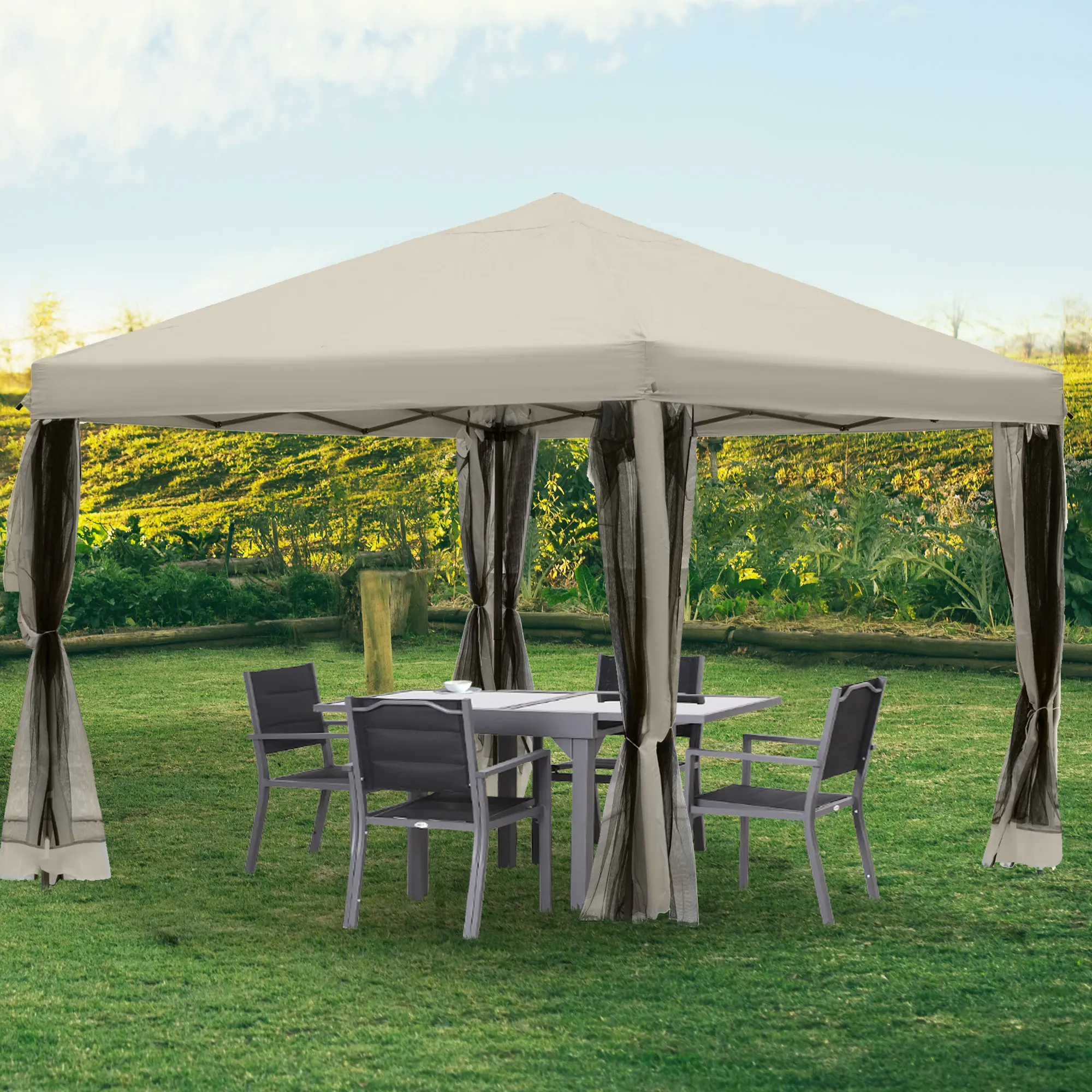 

10' x 10' Pop-Up Canopy Party Tent Foldable Gazebo Canopies UV Protect w/ Mesh Wall