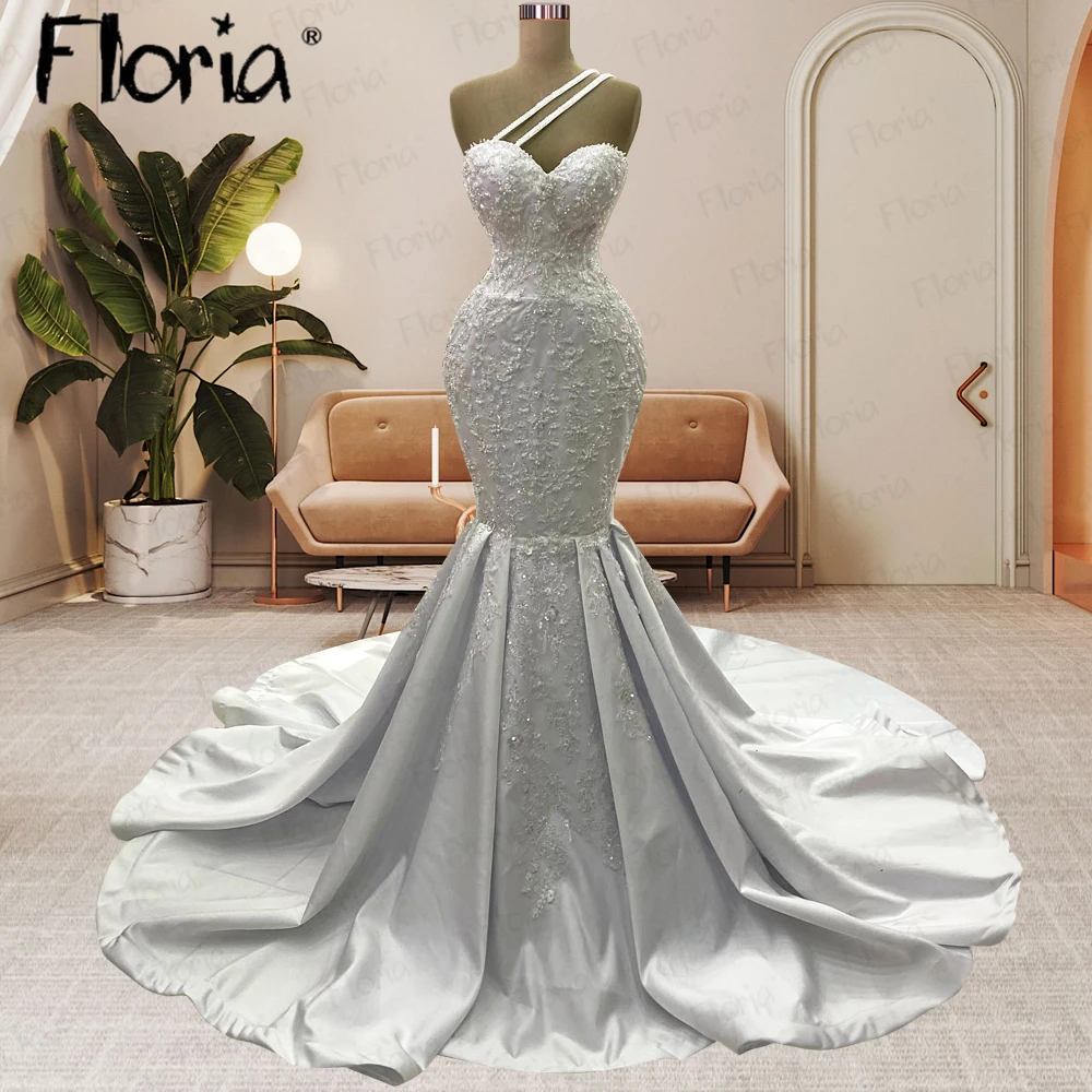 

Vestidos De Novia 2024 Sweetheart Satin Lace Appliqued Bridal Gowns Court Train Wedding Dress Luxury for Women Arabic Custom