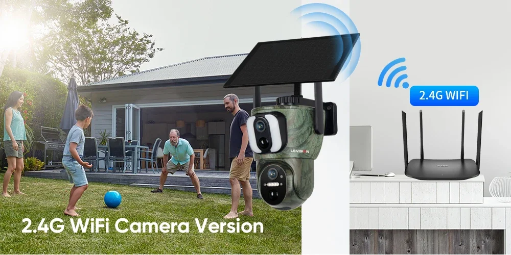 LS VISION 8MP Dual Screen Solar Security Camera 4K 4G/WiF Solar Monitor Camera P