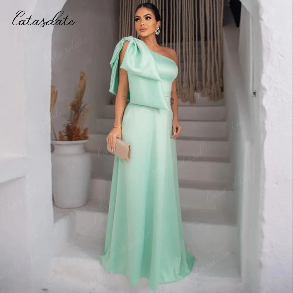 

Catasdate One Shoulder Evening Dress Satin Formal Party Dress for Women Wedding Ceremony Dress vestidos para mujer gala