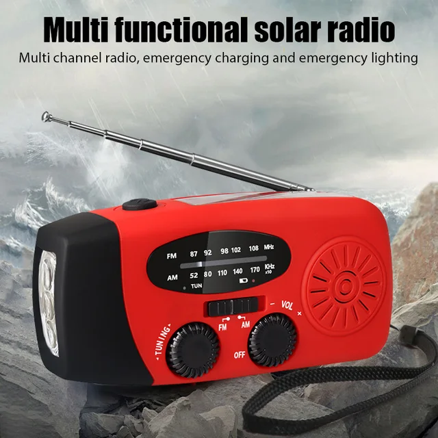 AM/FM/NOAA Emergency Radio 1000mAh Solar Power Hand Crank Radio Global receiver High Quality LED Torch Reading Light SOS Alarm