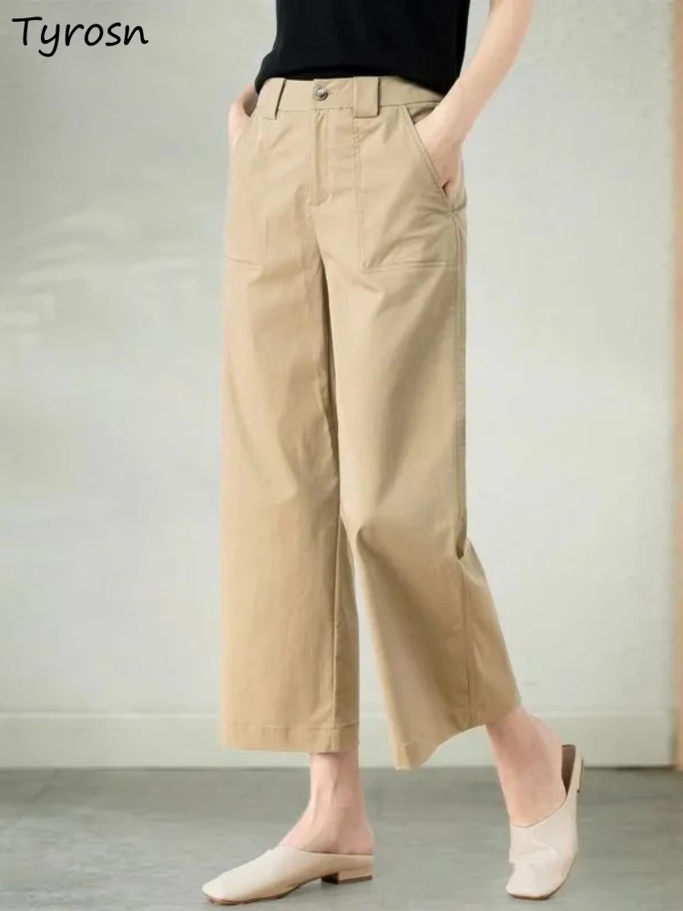 

Ankle Length Pants Women Solid Elegant Design Straight Tender Loose Ladies Empire All-match Summer Temperament Thin Cozy Ulzzang